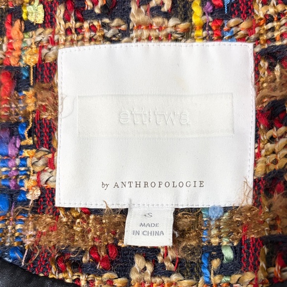 Anthropologie Ett:twa Harlequin Longline Tweed Blazer Size Small Wool Blend - Picture 9 of 13